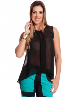 Blusa Transparente Preto
